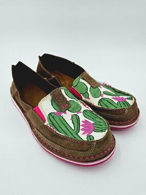 ARIAT Cruiser Slip-On Casual Shoes Cactus Print Suede/Leather Women's Size 9B
